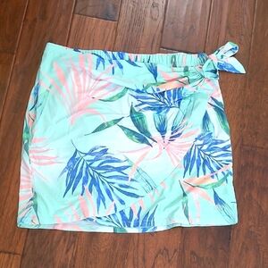 Reel Legends Tropical Leaf Print Mock Wrap Skirt size XL